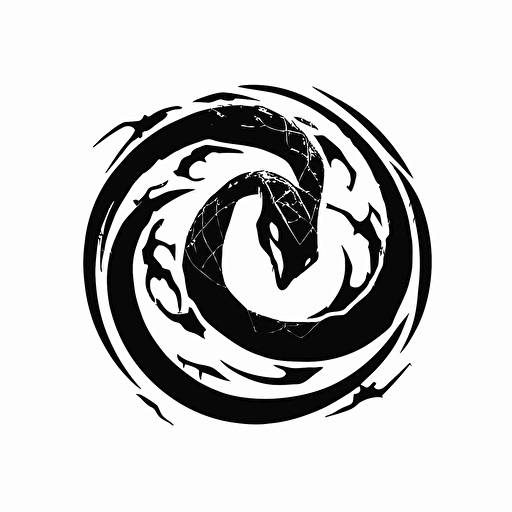 simple minimalist mascot iconic logo of snake spinning on itself black vector, on white background