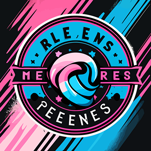 simple vector olympic style games logo called "the relentless games" pink and blue and white and black