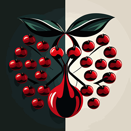 juxtaposition illusion cherry vector logo minimalist
