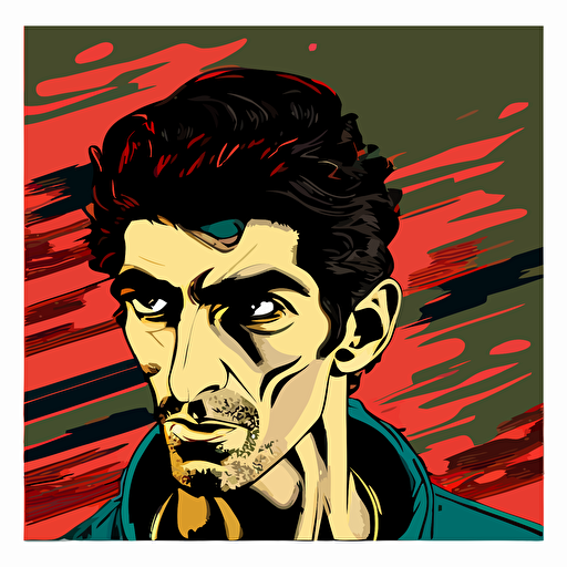 iran handsome man, vector, comic, pop art