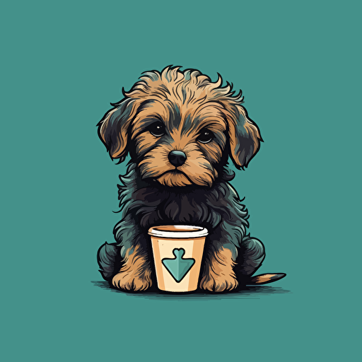A vector logo of a yorkipoo, inspired by the starbucks logo