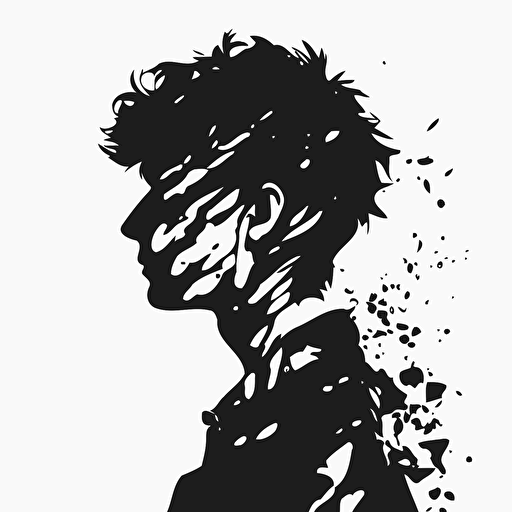 silhouette of a person, black on white background, flat vector art, black and white