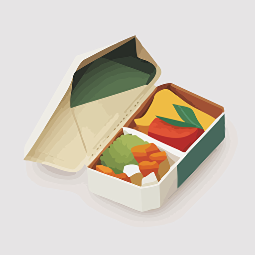 One bento box, geometric minimalistic design, flat, no shadow, vector art, white background