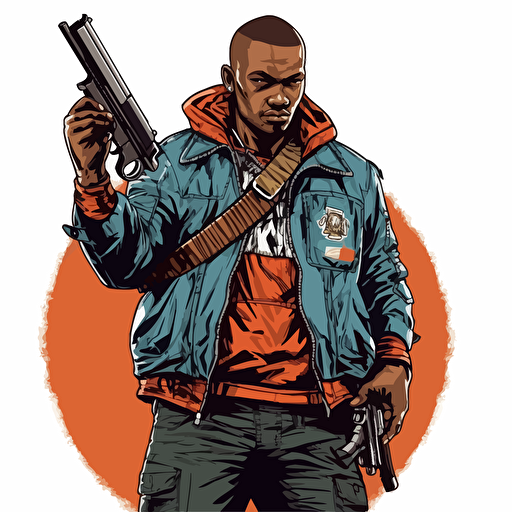 Gang member, Holding gun, Sticker, Vector, Comic Book Art,