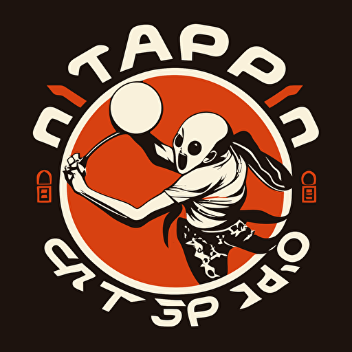 octopus Ping Pong Sumit, vector logo, action, japanese design style,