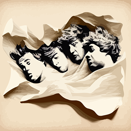lying sheets of paper are blown one direction, vector illustration