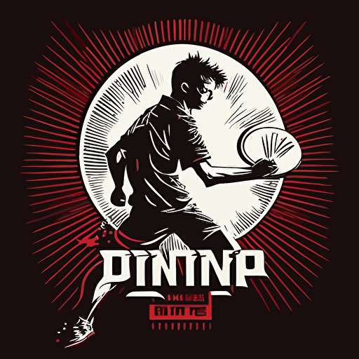 Ping Pong Sumit, vector logo, ping pong, action, japanese design style,
