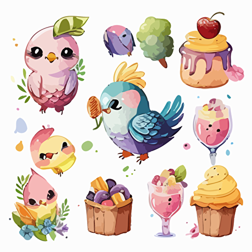 cute, detailed, cartoon style, 2d watercolor clipart vector, creative and imaginative, hd, white background