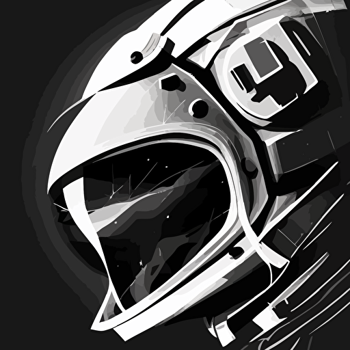 astronaut helmet close up, flavicon, vector file, extremely simple, very simple, low detail, abstract black and white
