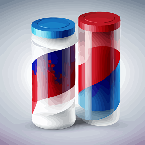 a plastic packaging roll, vector art style, red and blue colour scheme, vector art style, logo art,