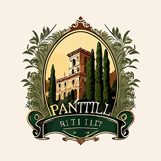 a simple logo, vector, pineto castle, outlin, Italian style, modern