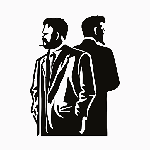 a line-art, minimalist, simple, vector logo for a directing duo of two tall jews