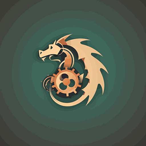 flat design, mechanical dragon logo, simple design. vector design