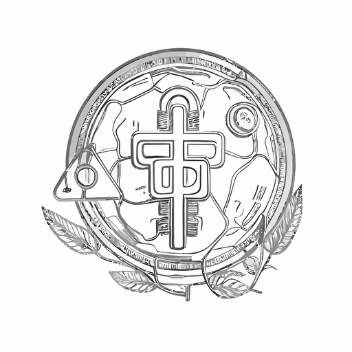 a simple sketch of a medical crypto currency on white background, logo, vector