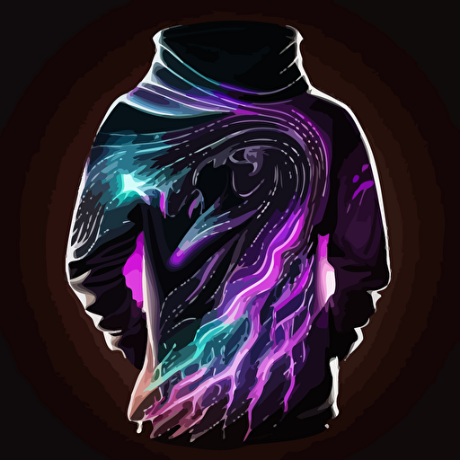 A hoodie design, with reflective colors, like a dream. It should go well with rave culture and must be vector