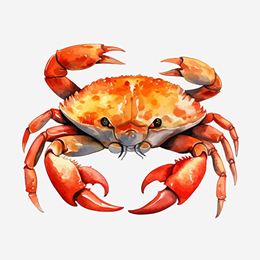 crab, detailed, cartoon style, 2d watercolor clipart vector, creative and imaginative, floral, hd, white background