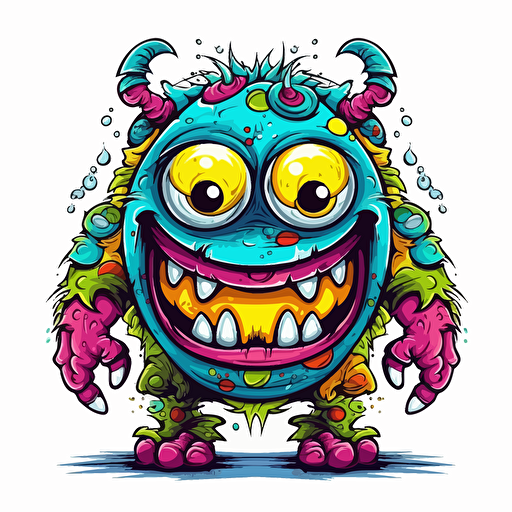 monster, vector, illustration, full color, hd, cartoon, contour, white backgroun