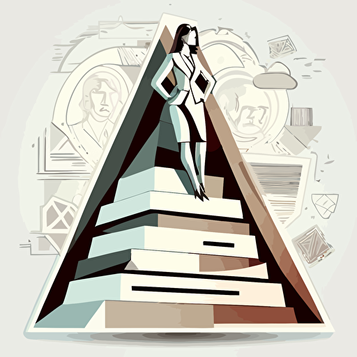 Dynamic Businesswomen in business suit on piramide, highly detailed vector illustration