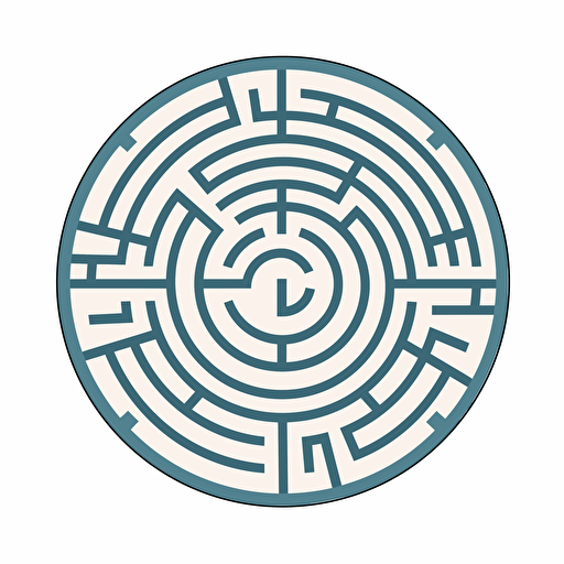minimalistic vector flat illustration of a circular maze, white background