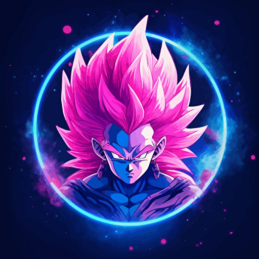 super sayans en forma de constelaciones en el espacio, realista, panoramico, vectorizado, tonos fucsia y azul