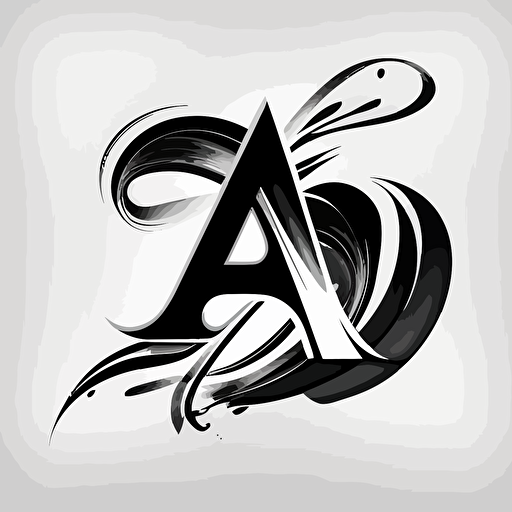 create, and stylized logo with a black vector, and a white background of the letters A and the letter E**