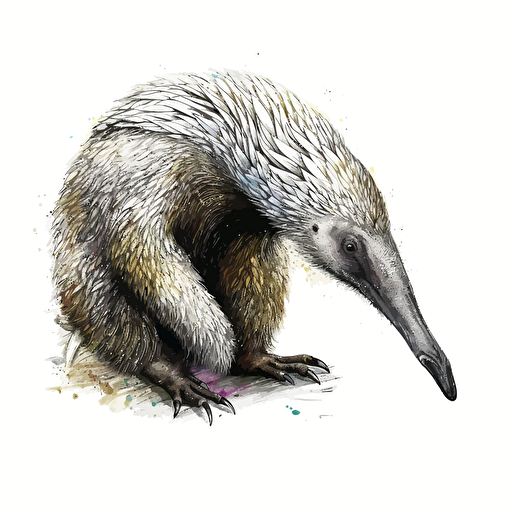 Anteater, vector, digital art, white background, ultra detailed, movement