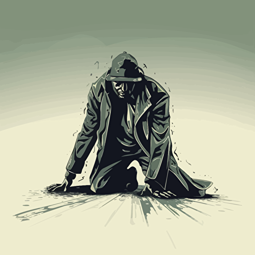 gangsta standing over a body laying on the floor, vector art