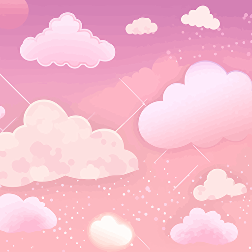 pink clouds daytime, dreamy glittery kawaii, 16k, vivid color, vector