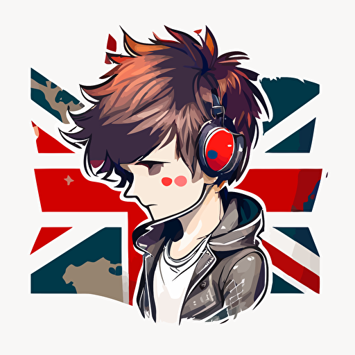 UK style emote, anime, vector image