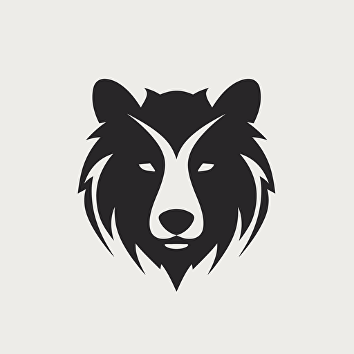 cute modern minimal iconic logo of a bear head black vector, on white backgrounds.