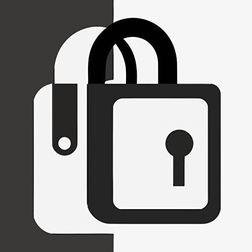 padlock vector icon, flat, black and white vector, white background