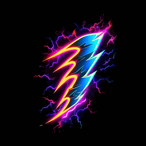 thunder, Neon-light-effect, logo, vector, white background