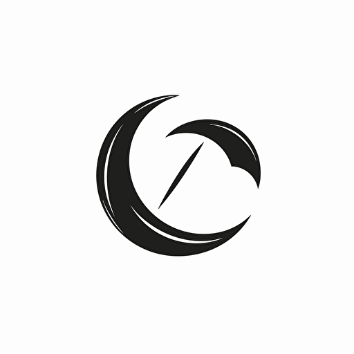 iconic modern pictorial logo of stunning crescent moon with overlayed text "NOX", black vector, white background