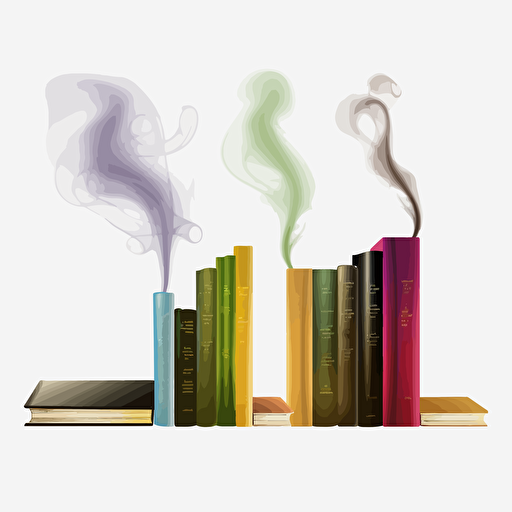row of books that are steaming, 2d, clip art, vector, simple, transparent background