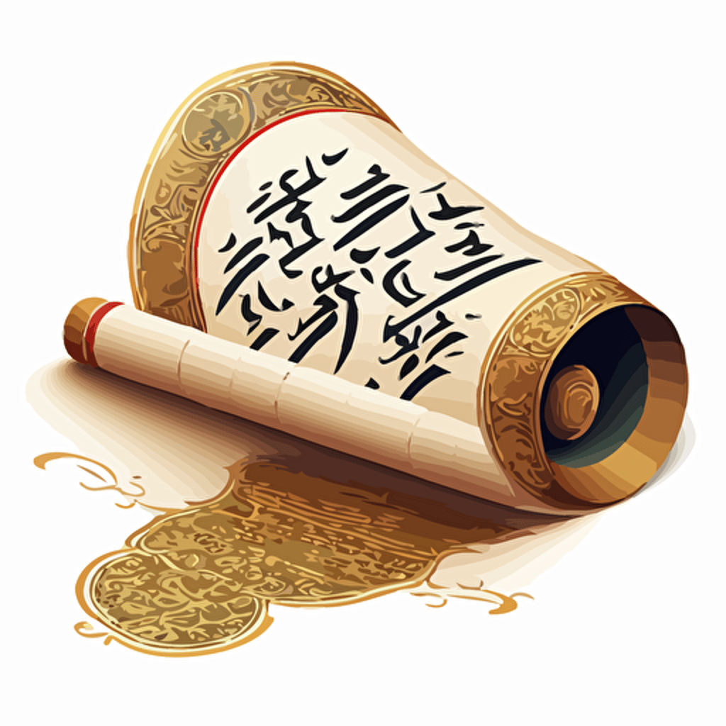 vector logo of a monastic scroll with a scribe's handwriting, white background