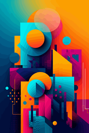 modern, vector, bright contrasting colors