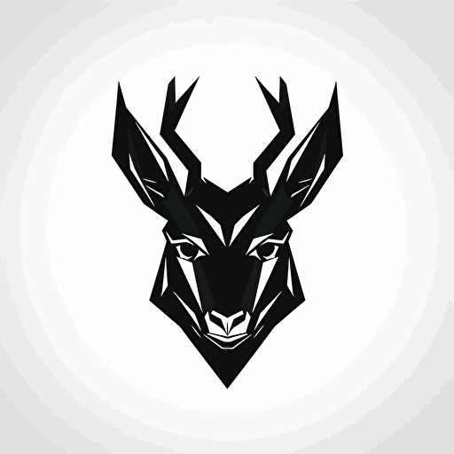 Vector single animal HEAD logo design, flat design, black color, white background