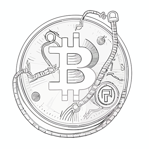 a simple sketch of a medical crypto currency on white background, logo, vector