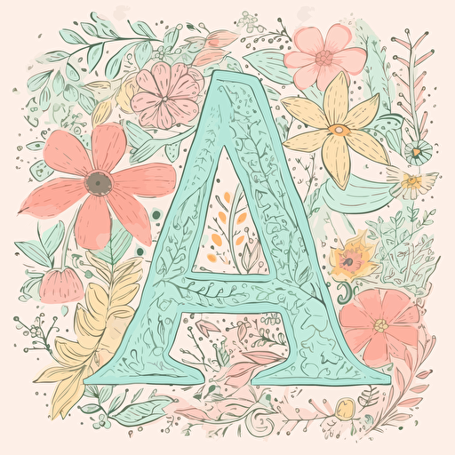 draw letter A , pastel color, vector for seed2525121812