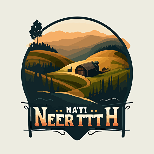 vector logo for a farm called "Next", it has to be in the hills