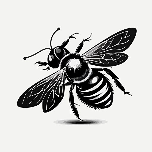 iconic logo of a worker bee, black vector, on white background
