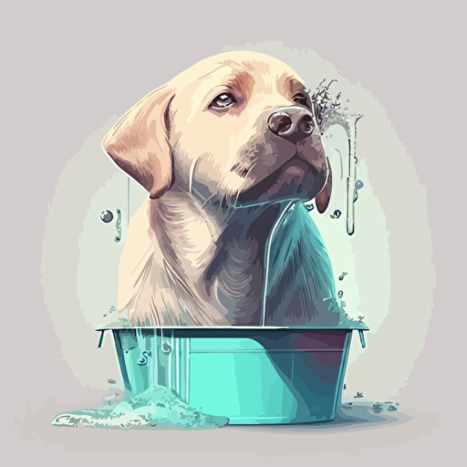 dog being washed vector style, unique take