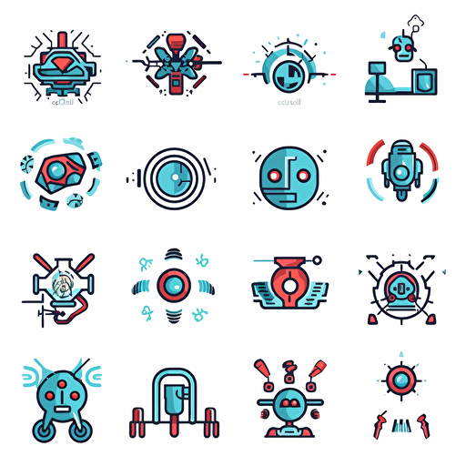 Logo design set for company that work in artificial intelligence develop systems, modern, yummy vector icon, 2d, stock vector, svg, ai, plain white background, digital identity