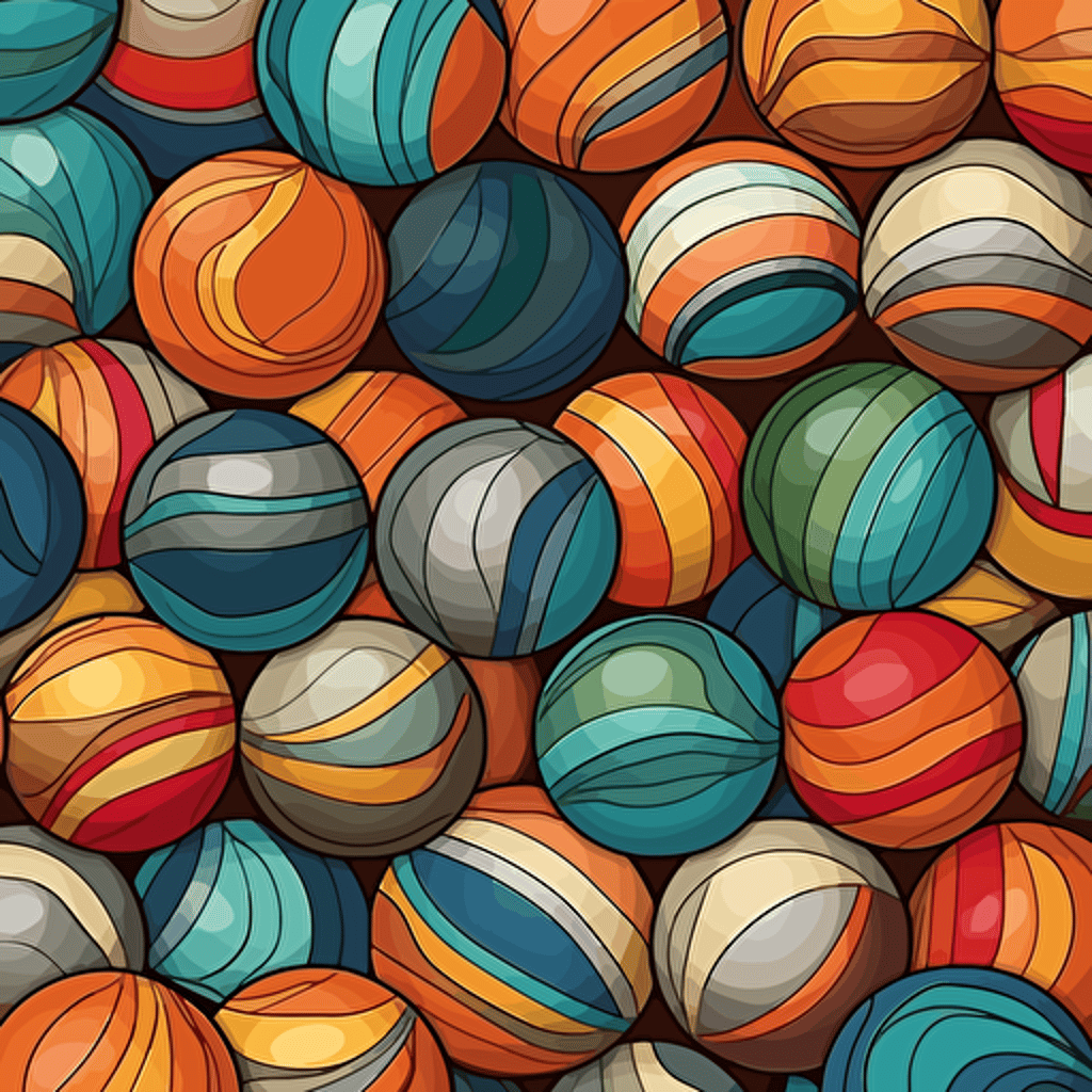 illustration,assorted group of colored wooden balls, korean style, pop art, flat art, vector art