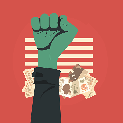 flat design vector art, revolution hand holding usd dollar