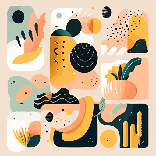 abstract backgrounds. Hand drawn various shapes and doodle objects. Contemporary modern trendy vector illustrations, pastel colors, dribbble, behance