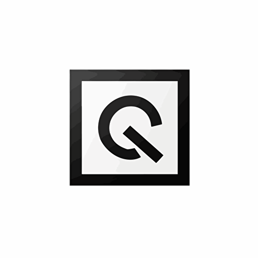 modern iconic logo of square shaped letter 'Q' , black vector on white background