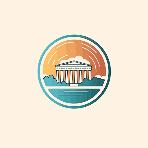 Logo minimal, simple logo, tourism, cultural, vector, mosaic style, tourism company, with the parthenon, athens.**