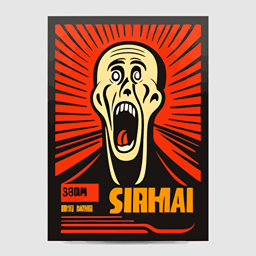 edvard munch the scream in soviet propaganda poster style, vector art, minimalistic