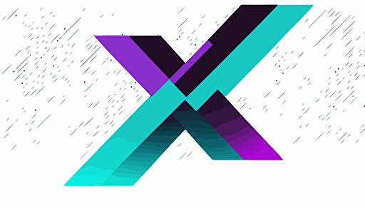 abstract vector minimalist logo , geometric , shadecell style for a machine learning and ai company, in the shape of an X and an N, cyan and purple with white background